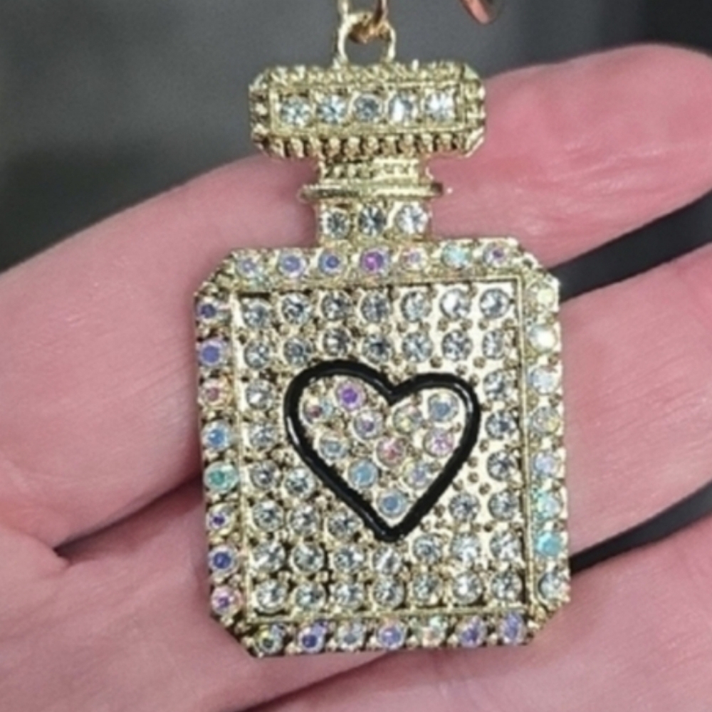 Gold Crystal Perfume Bottle Key Holder Bag Charm